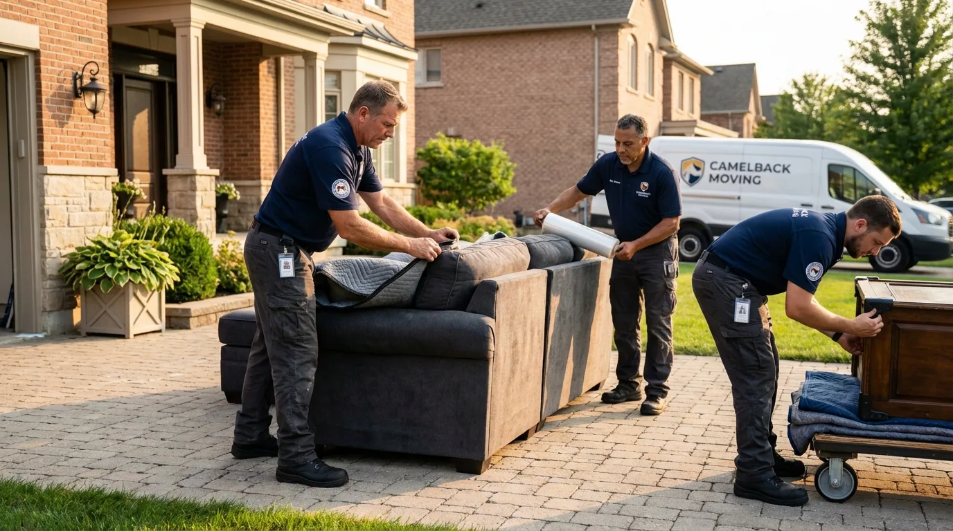 Large estate moving crew wrapping furniture in Centerfield, UT