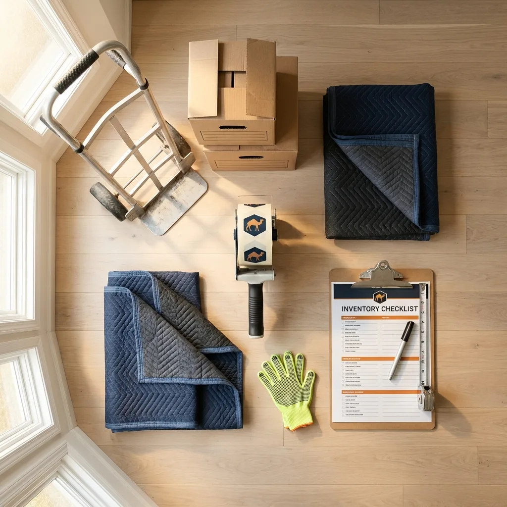 Professional moving supplies and packing materials layout for Centerfield residential relocations