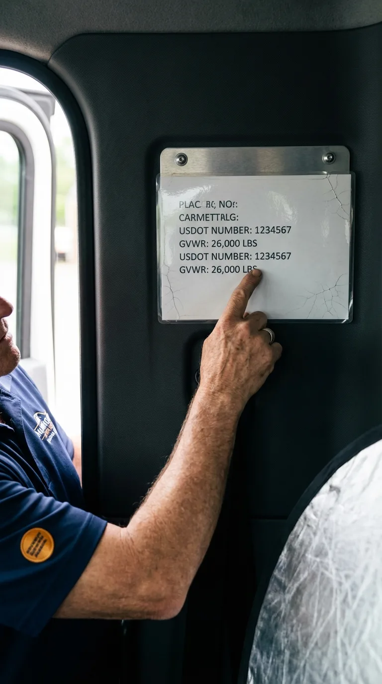USDOT licensing placard verification in Centerfield
